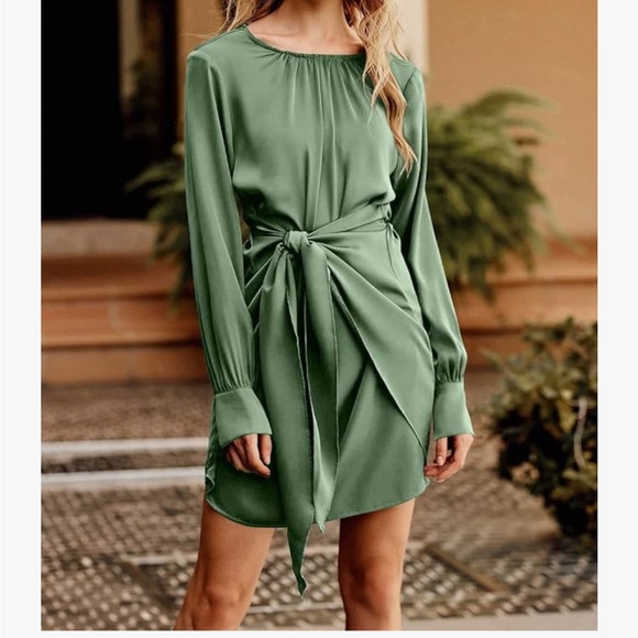 Green Long Sleeve Mini Dress - Picture 4 of 15
